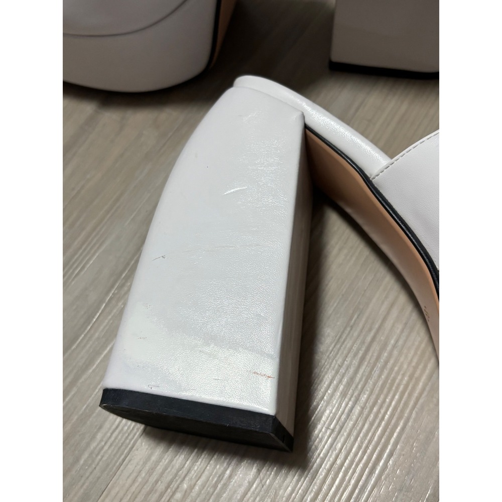 Dsevht White Platform Mule Heels Chunky Block Heel Sandals EU 39 US 8.5 - Picture 5 of 8